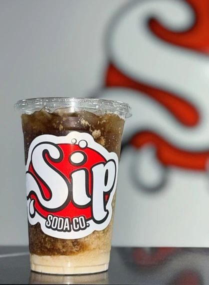 Brown dirty soda with cream mix-in