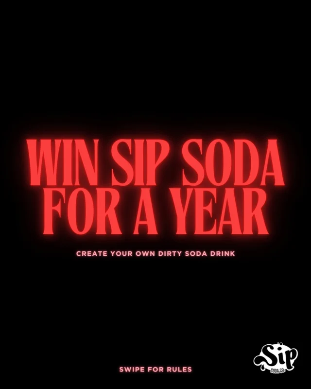 🚨WIN FREE SIP SODA FOR A YEAR 🚨

Think you have the ultimate dirty soda recipe? Now’s your chance to create, name, and submit your own drink for a shot at winning one regular drink a week for 52 weeks. PLUS, the winning drink will be featured on the menu! Unlimited entries so submit as many recipes as you want!

HOW TO ENTER:
1.	Like this post
2.	Follow @sipsodaco
3.	Comment your dirty soda recipe & give it a name
4.	Repost this to your story

Bonus entries: Share a photo or video of your drink & tag us @sipsodaco.

Best recipe wins. Get creative and start mixing! 🥤 (Giveaway is closed in 10 days)

#sipsodaco #dirtysoda #contest #giveaway #dirtysodarecipe